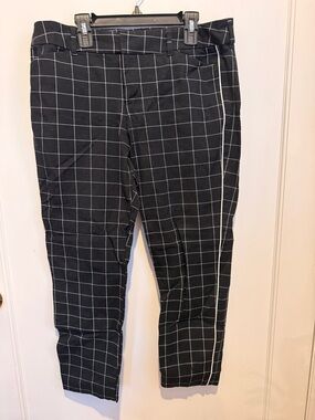 Old Navy Black Windowpane Trousers with White Side Stripe